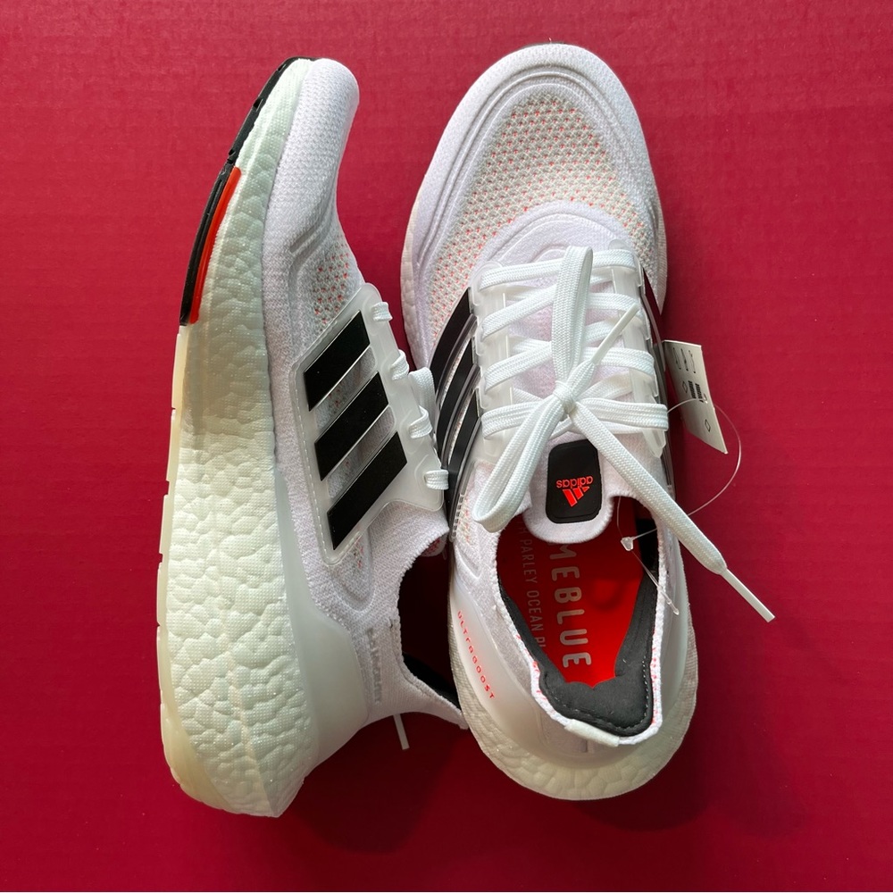 Adidas UltraBoost 21 Tokyo Running Shoes Sz 7.5 Women=9 White Solar Red S23863**